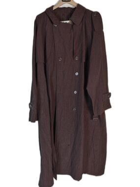 Club Trans-Atlantique Brown Linen Blend Trench Coat Men's XL Belted Jacket